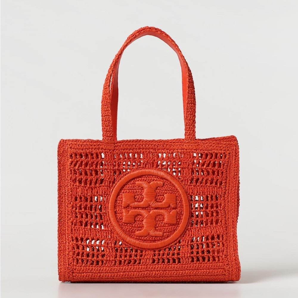 Tory Burch Small Ella Crochet Straw Tote Bag